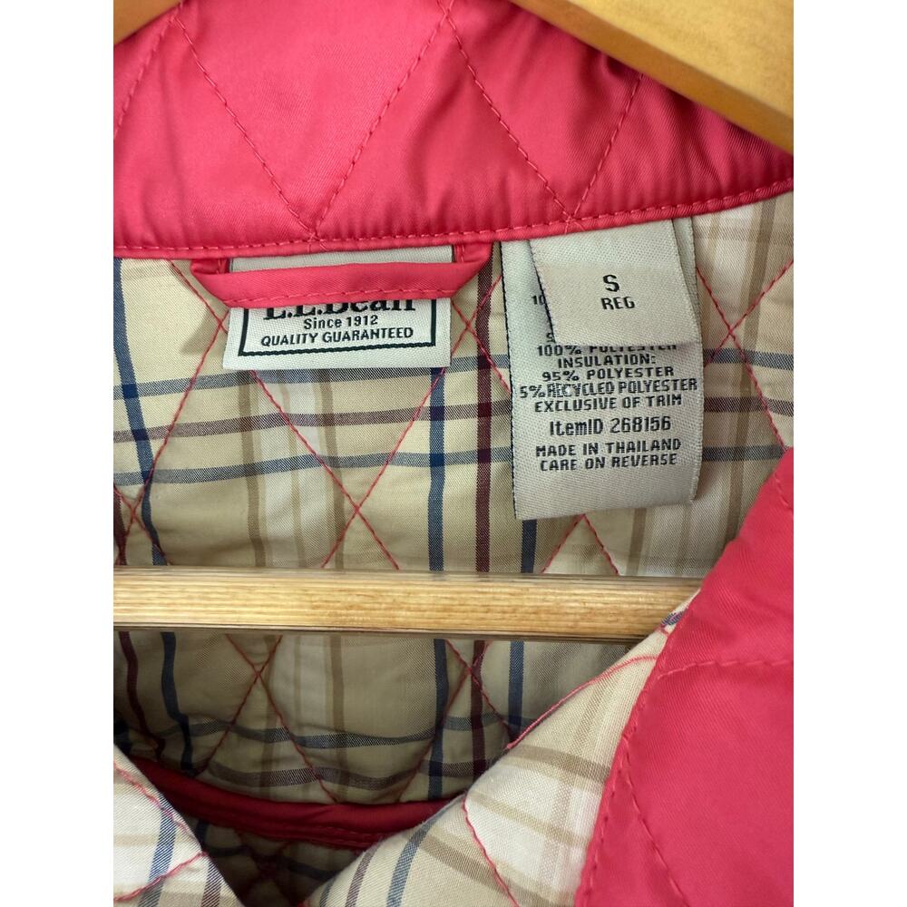 LL Bean Quilted Jacket Snap Front Pink Plaid Lined Sz S Preppy Outdoors Gorpcore - Picture 8 of 8